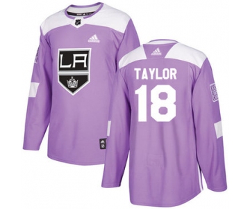 Adidas Kings #18 Dave Taylor Purple Authentic Fights Cancer Stitched NHL Jersey