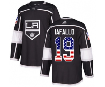 Adidas Kings #19 Alex Iafallo Black Home Authentic USA Flag Stitched NHL Jersey
