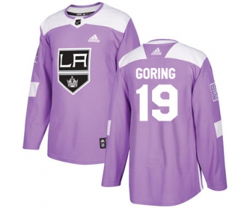 Adidas Kings #19 Butch Goring Purple Authentic Fights Cancer Stitched NHL Jersey
