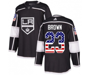 Adidas Kings #23 Dustin Brown Black Home Authentic USA Flag Stitched NHL Jersey