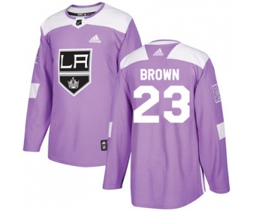 Adidas Kings #23 Dustin Brown Purple Authentic Fights Cancer Stitched NHL Jersey