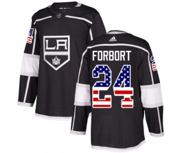 Adidas Kings #24 Derek Forbort Black Home Authentic USA Flag Stitched NHL Jersey