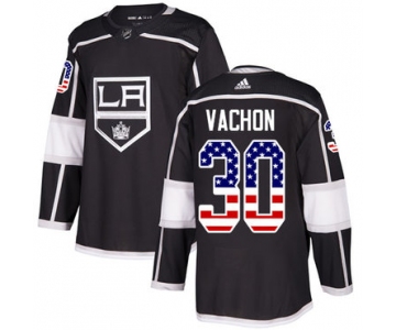 Adidas Kings #30 Rogie Vachon Black Home Authentic USA Flag Stitched NHL Jersey