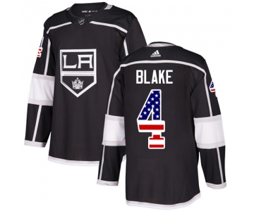 Adidas Kings #4 Rob Blake Black Home Authentic USA Flag Stitched NHL Jersey