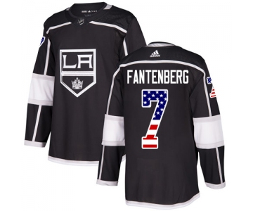 Adidas Kings #7 Oscar Fantenberg Black Home Authentic USA Flag Stitched NHL Jersey