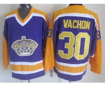 Los Angeles Kings #30 Rogie Vachon Purple With Yellow Throwback CCM Jersey