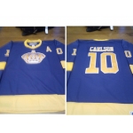 Men's Los Angeles Kings #10 Carlson Purple Yellow CCM Throwback Jersey