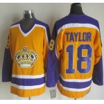 Men's Los Angeles Kings #18 Dave Taylor 1980-81 Yellow CCM Vintage Throwback Jersey