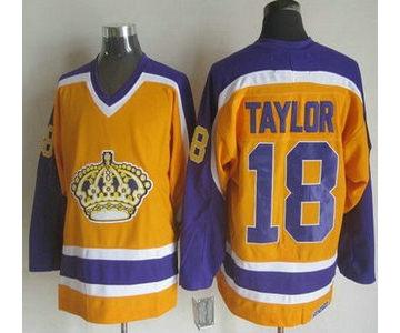 Men's Los Angeles Kings #18 Dave Taylor 1980-81 Yellow CCM Vintage Throwback Jersey