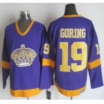 Men's Los Angeles Kings #19 Butch Goring 1977-79 Purple CCM Vintage Throwback Jersey