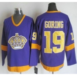 Men's Los Angeles Kings #19 Butch Goring 1977-79 Purple CCM Vintage Throwback Jersey