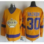 Men's Los Angeles Kings #30 Rogie Vachon 1970-71 Yellow CCM Vintage Throwback Jersey