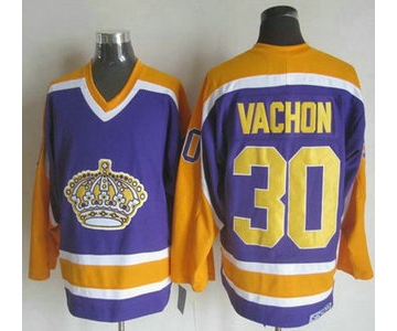 Men's Los Angeles Kings #30 Rogie Vachon 1980-81 Purple CCM Vintage Throwback Jersey