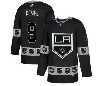 Men's Los Angeles Kings #9 Adrian Kempe Black Team Logos Fashion Adidas Jersey