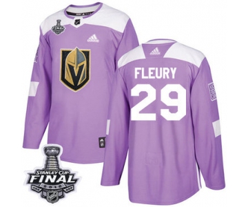 Adidas Golden Knights #29 Marc-Andre Fleury Purple Authentic Fights Cancer 2018 Stanley Cup Final Stitched NHL Jersey