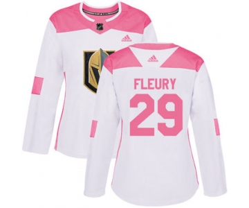 Adidas Vegas Golden Knights #29 Marc-Andre Fleury White Pink Authentic Fashion Women's Stitched NHL Jersey