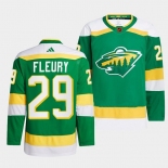 Men's Minnesota Wild #29 Marc-Andre Fleury Green 2022-23 Reverse Retro Stitched Jersey