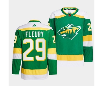 Men's Minnesota Wild #29 Marc-Andre Fleury Green 2022-23 Reverse Retro Stitched Jersey