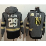 Men's Vegas Golden Knights #29 Marc-Andre Fleury Grey Name & Number Pullover NHL Hoodie