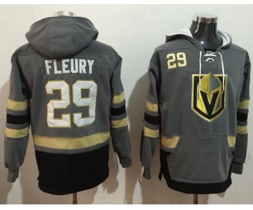 Men's Vegas Golden Knights #29 Marc-Andre Fleury Grey Name & Number Pullover NHL Hoodie