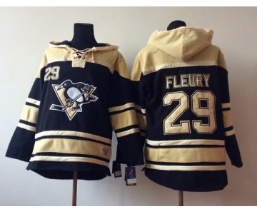 Old Time Hockey Pittsburgh Penguins #29 Marc-Andre Fleury Black Hoodie