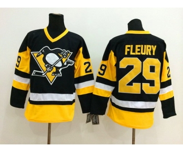 Pittsburgh Penguins #29 Marc-Andre Fleury Black Throwback CCM Jersey