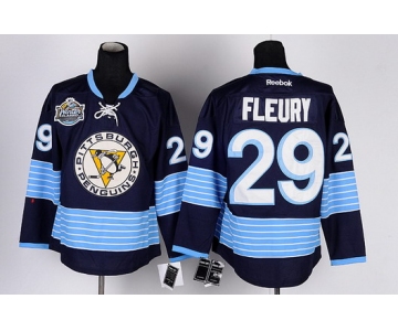 Pittsburgh Penguins #29 Marc-Andre Fleury Navy Blue Third Jersey