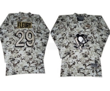 Pittsburgh Penguins #29 Marc-Andre Fleury White Camo Kids Jersey