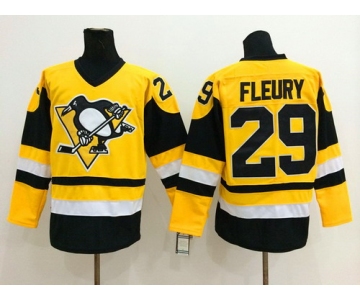 Pittsburgh Penguins #29 Marc-Andre Fleury Yellow Throwback CCM Jersey