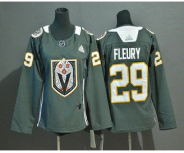 Women's Vegas Golden Knights #29 Marc-Andre Fleury Gray Dia De Los Muertos Adidas Jersey