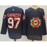 Men's Minnesota Wild #97 Kirill Kaprizov 2022 Navy Native American Heritage Day Stitched Jersey