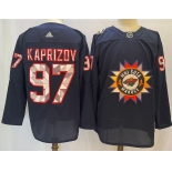 Men's Minnesota Wild #97 Kirill Kaprizov 2022 Navy Native American Heritage Day Stitched Jersey