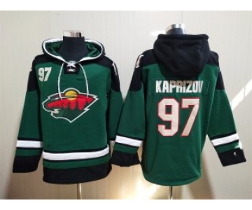 Men's Minnesota Wild #97 Kirill Kaprizov Ageless Green Must-Have Lace-Up Pullover Hoodie