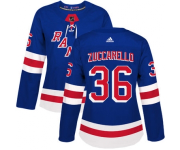 Adidas New York Rangers #36 Mats Zuccarello Royal Blue Home Authentic Women's Stitched NHL Jersey