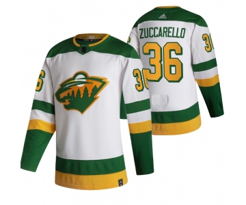 Minnesota Wild #36 Mats Zuccarello White Men's Adidas 2020-21 Reverse Retro Alternate NHL Jersey