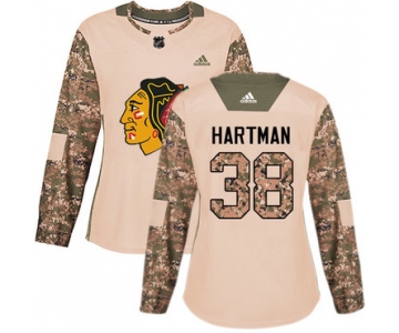 Adidas Chicago Blackhawks #38 Ryan Hartman Camo Authentic 2017 Veterans Day Women's Stitched NHL Jersey
