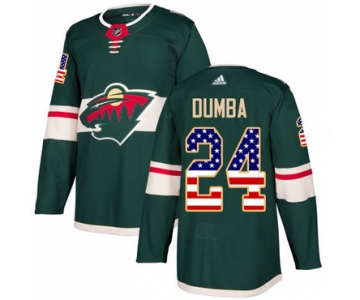 Adidas Wild #24 Matt Dumba Green Home Authentic USA Flag Stitched NHL Jersey