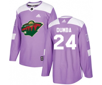 Adidas Wild #24 Matt Dumba Purple Authentic Fights Cancer Stitched NHL Jersey
