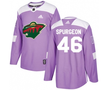 Adidas Minnesota Wild #46 Jared Spurgeon Purple Authentic Fights Cancer Stitched Youth NHL Jersey