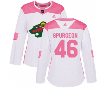 Adidas Minnesota Wild #46 Jared Spurgeon White Pink Authentic Fashion Women's Stitched NHL Jersey