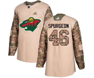 Adidas Wild #46 Jared Spurgeon Camo Authentic 2017 Veterans Day Stitched NHL Jersey