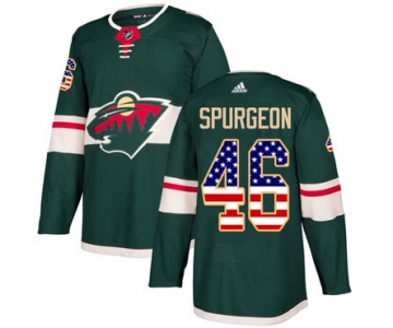 Adidas Wild #46 Jared Spurgeon Green Home Authentic USA Flag Stitched NHL Jersey