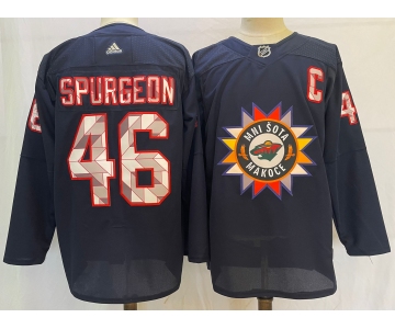 Men's Minnesota Wild #46 Jared Spurgeon 2022 Navy Native American Heritage Day Stitched Jersey