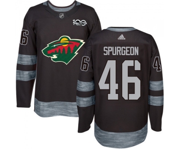 Wild #46 Jared Spurgeon Black 1917-2017 100th Anniversary Stitched NHL Jersey