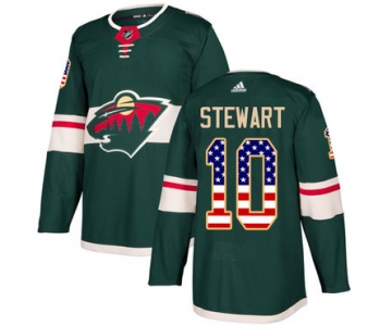 Adidas Wild #10 Chris Stewart Green Home Authentic USA Flag Stitched NHL Jersey