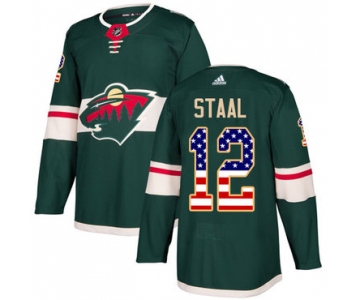 Adidas Wild #12 Eric Staal Green Home Authentic USA Flag Stitched NHL Jersey