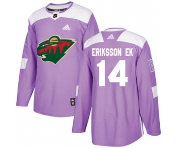 Adidas Wild #14 Joel Eriksson Ek Purple Authentic Fights Cancer Stitched NHL Jersey