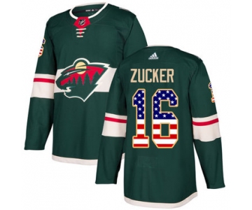 Adidas Wild #16 Jason Zucker Green Home Authentic USA Flag Stitched NHL Jersey