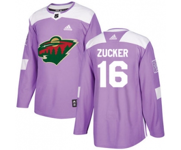 Adidas Wild #16 Jason Zucker Purple Authentic Fights Cancer Stitched NHL Jersey
