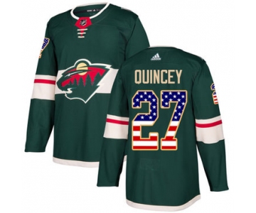 Adidas Wild #27 Kyle Quincey Green Home Authentic USA Flag Stitched NHL Jersey